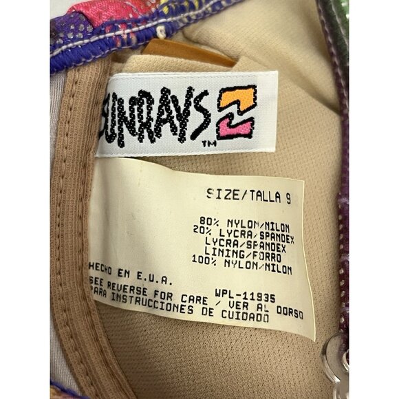 Vintage Sunrays Women's 9 Bikini Rainbow Foil Padded Pushup Bra High Cut Bottoms - Picture 5 of 6